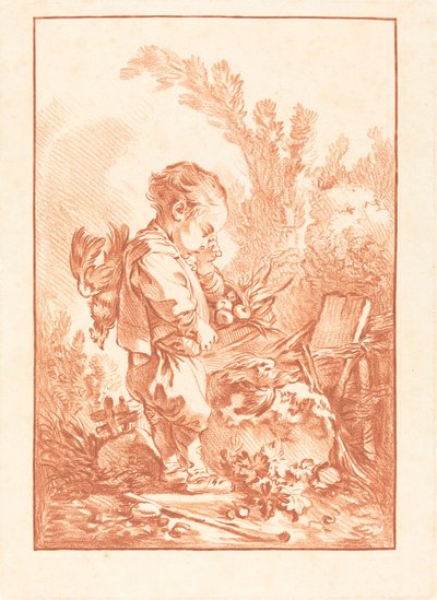 The Marauder (The Thief) av Gilles Demarteau, the Elder after François Boucher