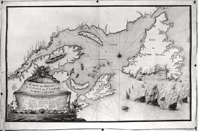 Kart over St. Lawrence Gulf and River, 1699 av Gilles Gabriel de Saccardi