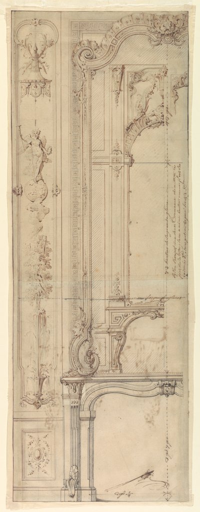 Design for skorsteinsmanteler for Hotel de Pomponne, Place des Victoires, Paris av Gilles Marie Oppenord