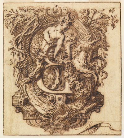 Ornamental design for bokstaven B av Gilles Marie Oppenord
