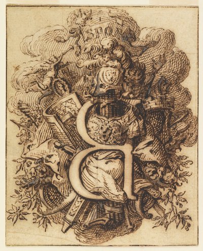 Ornamental design for bokstaven B av Gilles Marie Oppenord