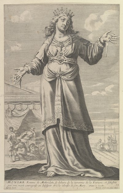 Monime, 1647. Skapere: Gilles Rousselet, Abraham Bosse. av Gilles Rousselet and Abraham Bosse