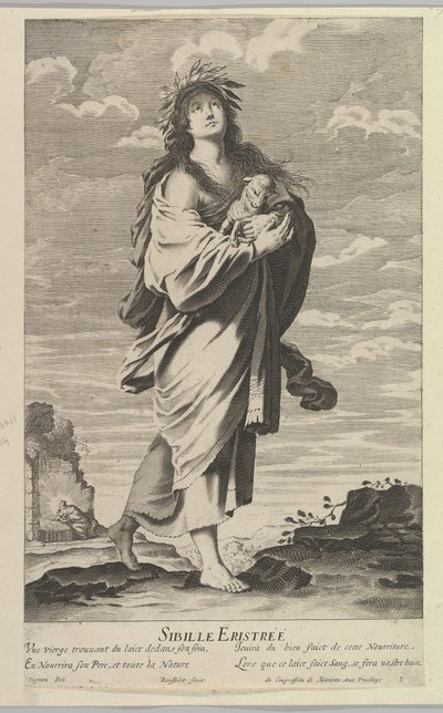 Eritreisk sibyll, ca. 1635. Skapere: Gilles Rousselet, Abraham Bosse. av Gilles Rousselet and Abraham Bosse