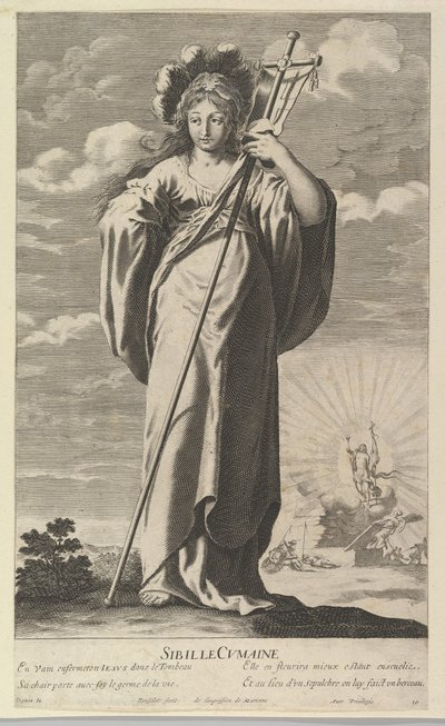 Sibylle av Cumae, ca. 1635. Skapere: Gilles Rousselet, Abraham Bosse. av Gilles Rousselet and Abraham Bosse