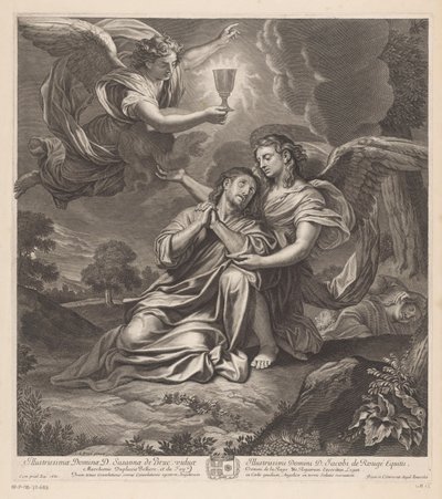 Kristus i Getsemane hage med to engler av Gilles Rousselet