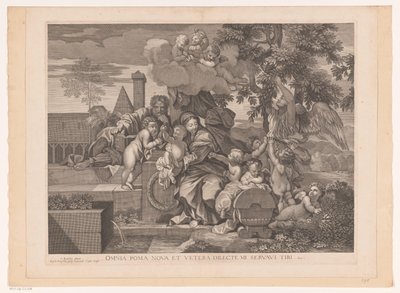 Hellig familie med putti ved epletreet av Gilles Rousselet