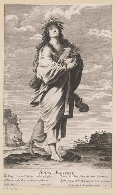 Sibyll of Erythrae, med Maria og barnet i bakgrunnen Sibille Eritrée (tittel på objekt) Sibyls (serietittel) Les Sibylles (serietittel) av Gilles Rousselet
