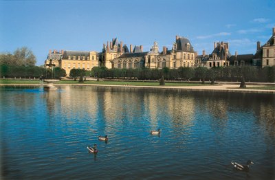 Slottet Fontainebleau i Seine og Marne (Seine-et-Marne), Frankrike. Arkitektur av Gilles Le Breton (ca av Gilles and Delorme Philibert Le Breton