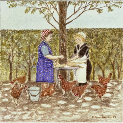 Coq au Vin, 1989 (akvarell på papir) av Gillian Lawson