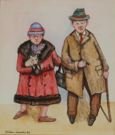 Eldre par, 1985 (akvarell på papir) av Gillian Lawson