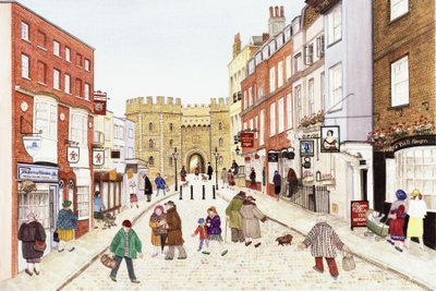 Windsor Castle, 1989 (akvarell på papir) av Gillian Lawson