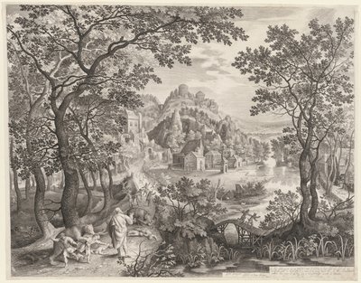Elisha forbanner barna fra Betel som blir fortært av bjørnene, 1602. av Gillis van Coninxloo