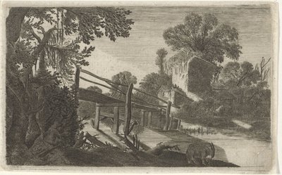 Trebro ved en ruin Seks landskap (serietittel) av Gillis van Scheyndel (I)