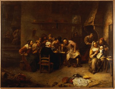 Bønder som drikker og røyker på et vertshus av Gillis van Tilborgh