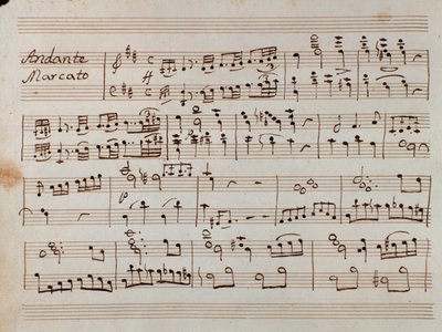 Første side med noteark for den reduserte symfonien for pianoet til Tancredi, opera av Gioacchino Rossini av Gioachino Rossini