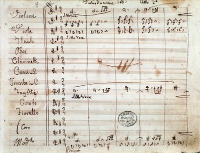 Første side med autograf av partituret for akt II av operaen Barberen i Sevilla av Gioacchino Rossini av Gioachino Rossini