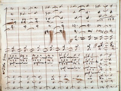 Musikalsk partitur for Questavventura-arien, i The Barber of Sevilla (blekk på papir) av Gioachino Rossini