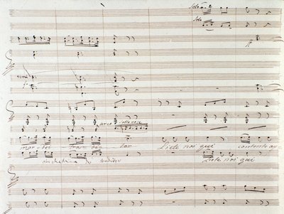 Side med partitur av Le Comte Ory med håndskrevne rettelser av Gioacchino Rossini av Gioachino Rossini