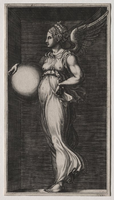 Allegorisk figur som holder en sfære, midten av 1560-tallet. av Giorgio Ghisi