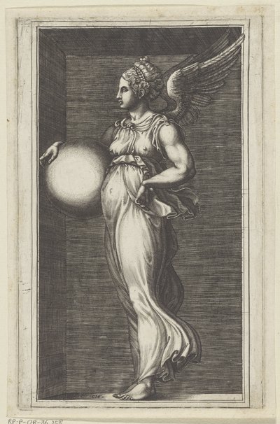 Allegorisk figur med en kule av Giorgio Ghisi