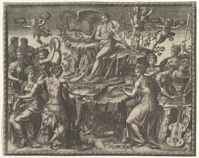 Apollo og musene, ca. 1557. av Giorgio Ghisi