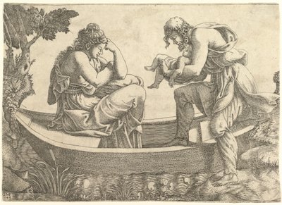 Danae og spedbarnet Perseus kastet ut på havet av Acrisius, 1543. av Giorgio Ghisi