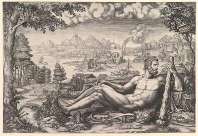 Hercules hviler fra sitt arbeid, 1567. av Giorgio Ghisi