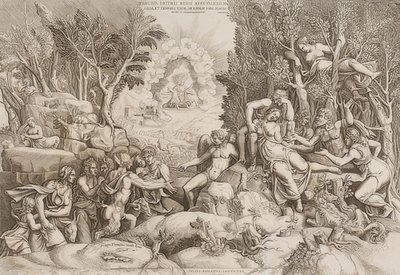 Cephalus sørger over Prokris (basert på en tegning av Giulio Romano, se bilde nummer 27883) av Giorgio Ghisi