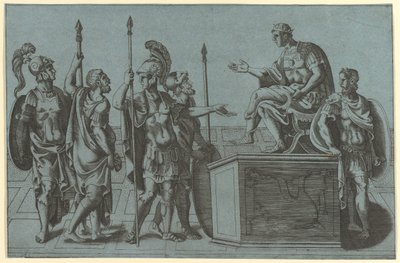 Romerske soldater før en keiser, før 1540 . av Giorgio Ghisi