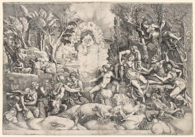 Procris død, ca. 1540. av Giorgio Ghisi
