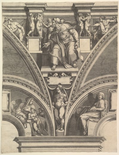 Profeten Esekiel, fra serien med profeter og sibyller i det sixtinske kapell, 1570-75. av Giorgio Ghisi