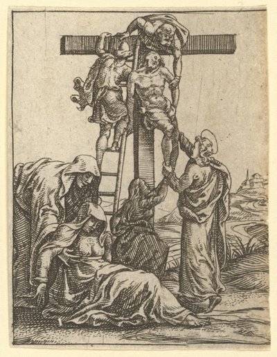 The Virgin of Sorrows: The Descent from the Cross, en av ni omkringliggende avdelinger..., innen 1575. av Giorgio Ghisi