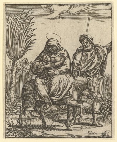 The Virgin of Sorrows: The Flight into Egypt, en av ni omkringliggende rom fra..., innen 1575. av Giorgio Ghisi