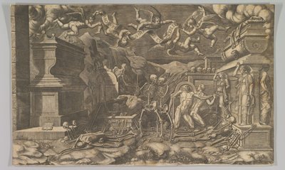 The Vision of Ezekiel, 1554 republisert 1595. av Giorgio Ghisi