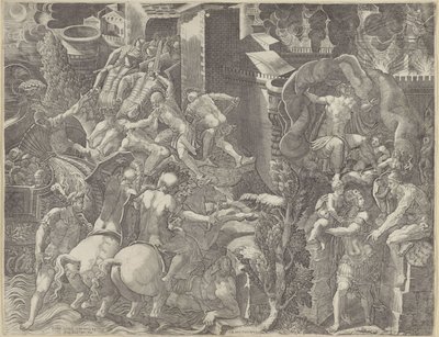 Fall of Troy and the Escape of Aeneas av Giorgio Ghisi