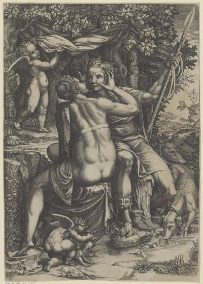 Venus og Adonis av Giorgio Ghisi