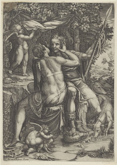 Venus og Adonis av Giorgio Ghisi