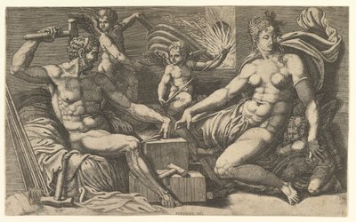 Venus og Vulcan ved Forge, ca. 1555. av Giorgio Ghisi