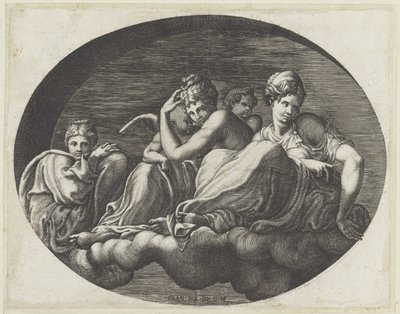 Venus, to gudinner og to putti Ovale takmalerier i Galerie d