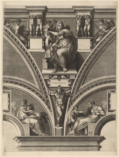 Den delfiske sibylla av Giorgio Ghisi after Michelangelo
