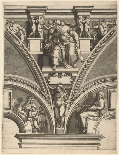 Profeten Esekiel av Giorgio Ghisi after Michelangelo