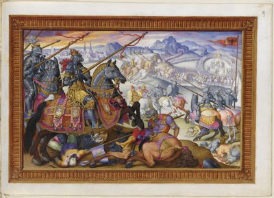Legg til MS 33733 f.9 Suleiman og hans hær drevet fra beleiringen av Wien av Giorgio Giulio (attr. to) Clovio