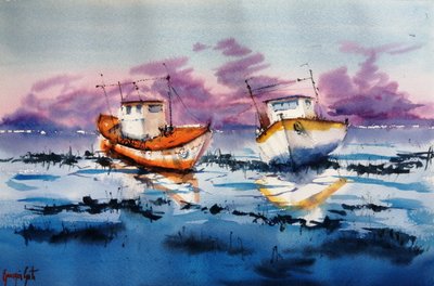 Refleksjoner fra Low Tide Boats av Giorgio Gosti