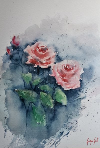 Rosa akvarellroser av Giorgio Gosti