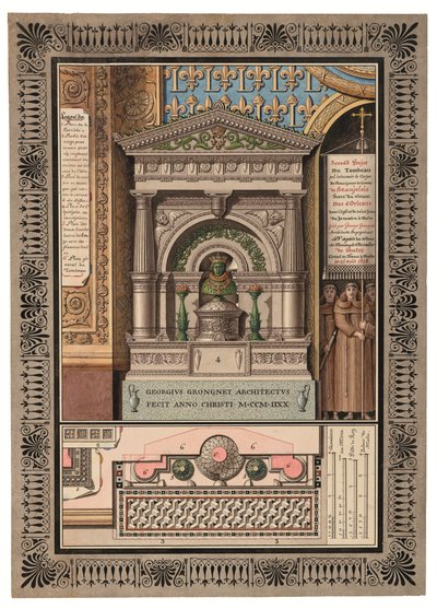 Et av tre prosjekter for graven til Louis-Charles d#39;Orléans av Giorgio Grognet de Vasse