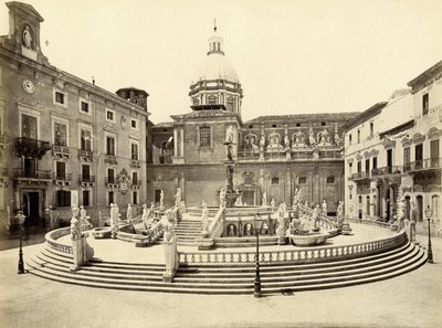 Pretoria-fontenen, Palermo, Italia, fotografi av Giorgio Sommer av Giorgio Sommer