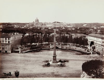 Utsikt over Piazza del Popolo fra Pincio (eller Pinciano Hill), Roma av Giorgio Sommer