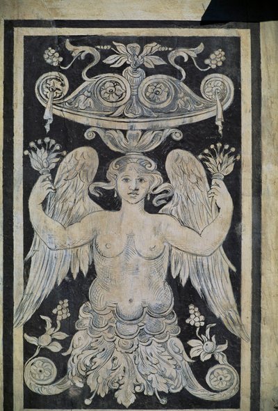 Allegorisk figur, av Giorgio Vasari, Tommaso Battista del Verrocchio og Alessandro Forzori, Palazzo dei Cavalieri eller Palazzo della Carovana, Piazza dei Cavalieri, Pisa, Toscana, Italia av Giorgio Vasari