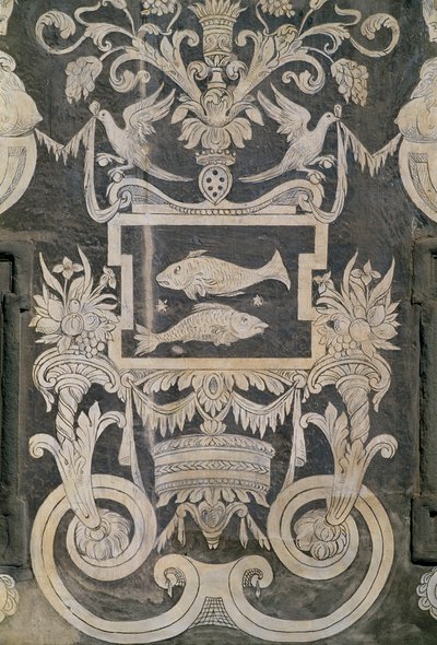 Allegoriske figurer og stjernetegn, av Giorgio Vasari, Tommaso Battista del Verrocchio og Alessandro Forzori, Palazzo dei Cavalieri eller Palazzo della Carovana, Piazza dei Cavalieri, Pisa, Toscana, Italia av Giorgio Vasari