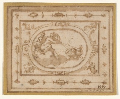 Aurora og Tithonius, studere for en scenedekorasjon for en forestilling av Aretino av Giorgio Vasari